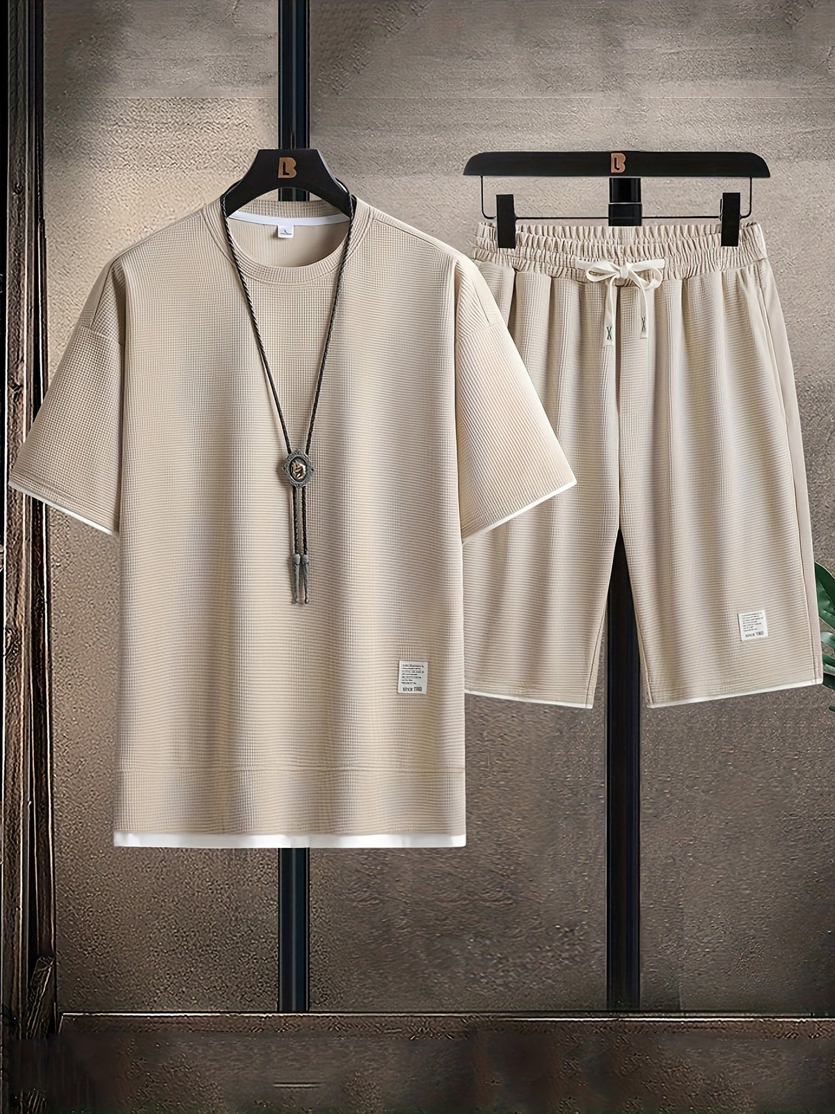 Men’s Short Sleeve T Shirt and Drawstring Shorts 2 Piece Lounge Set