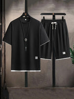 Men’s Short Sleeve T Shirt and Drawstring Shorts 2 Piece Lounge Set