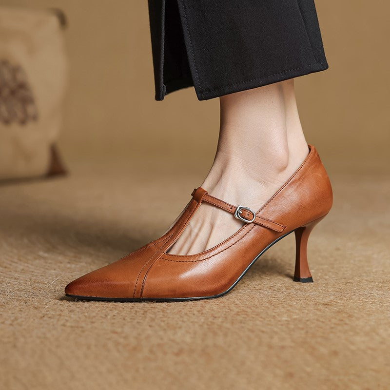 Women’s T-Strap Kitten Heel Pumps