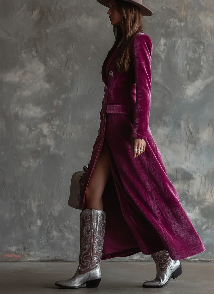 Women’s Lapel Collar Maxi Wedding Guest Dress