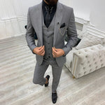 Men’s Notch Lapel Single Breasted Three Piece Suit Set