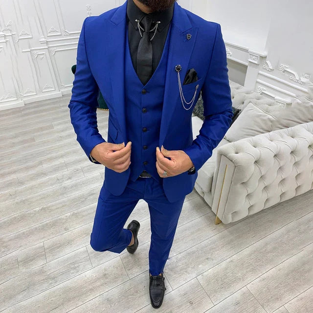 Men’s Notch Lapel Single Breasted Three Piece Suit Set