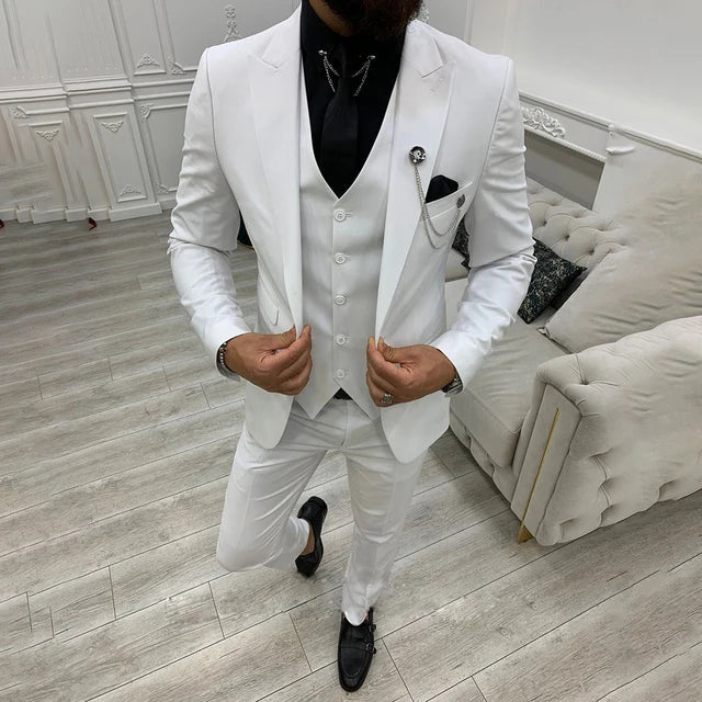 Men’s Notch Lapel Single Breasted Three Piece Suit Set