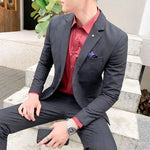 Men’s Notch Lapel Single Breasted Two Piece Check Suit