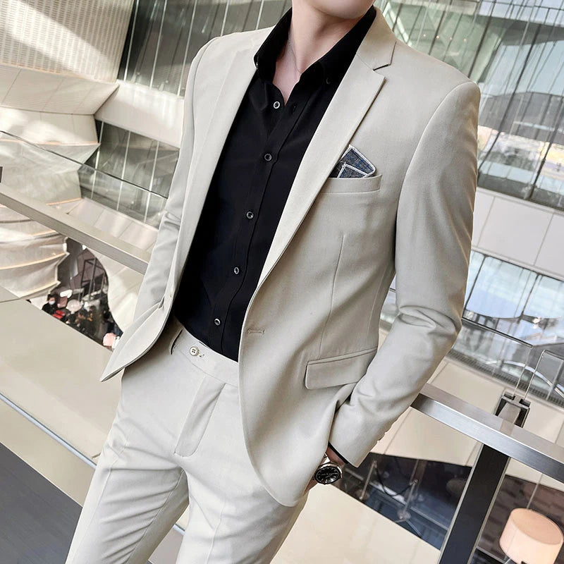 Men’s Notch Lapel Single Breasted Two Piece Formal Suit