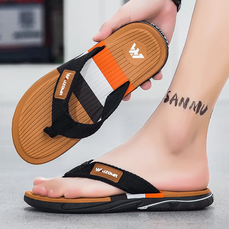 Men’s Open-Toe Textured Strap Flip Flops