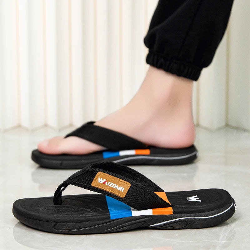 Men’s Open-Toe Textured Strap Flip Flops