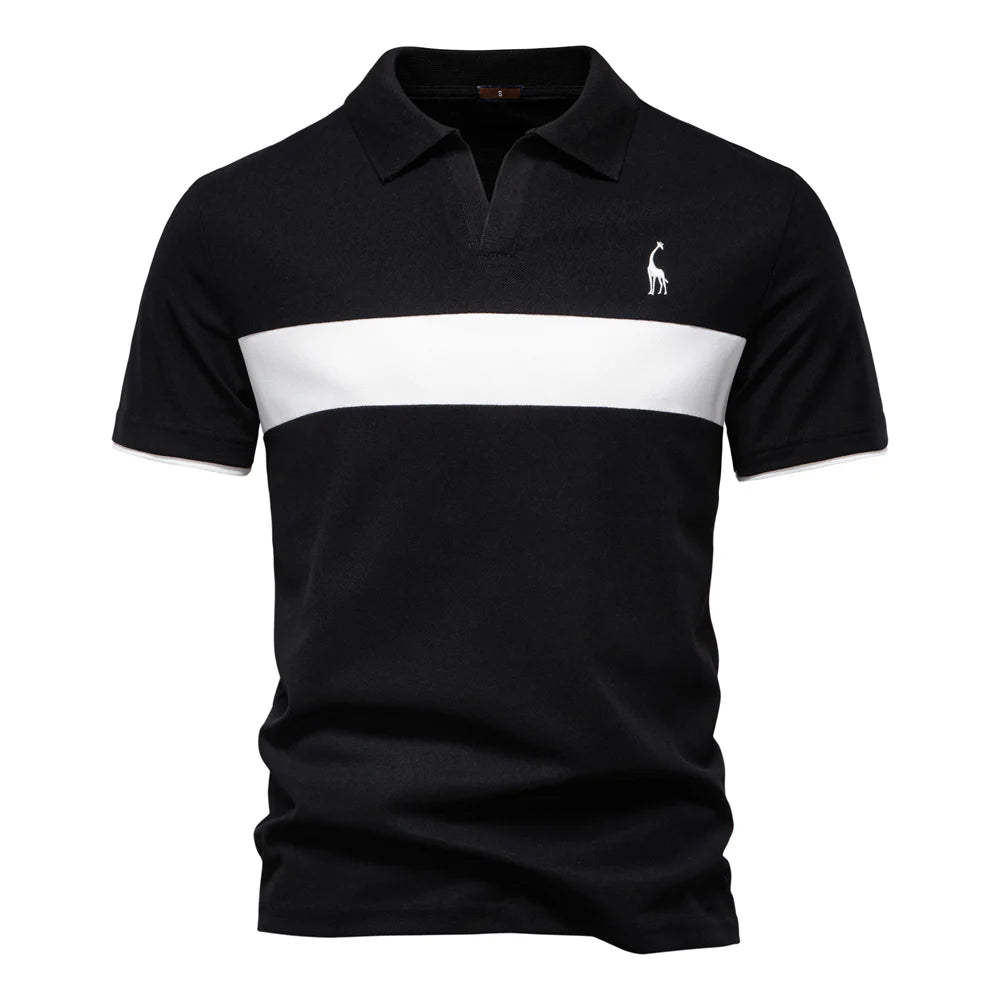 Men’s Short Sleeve Color-Block Polo Shirt