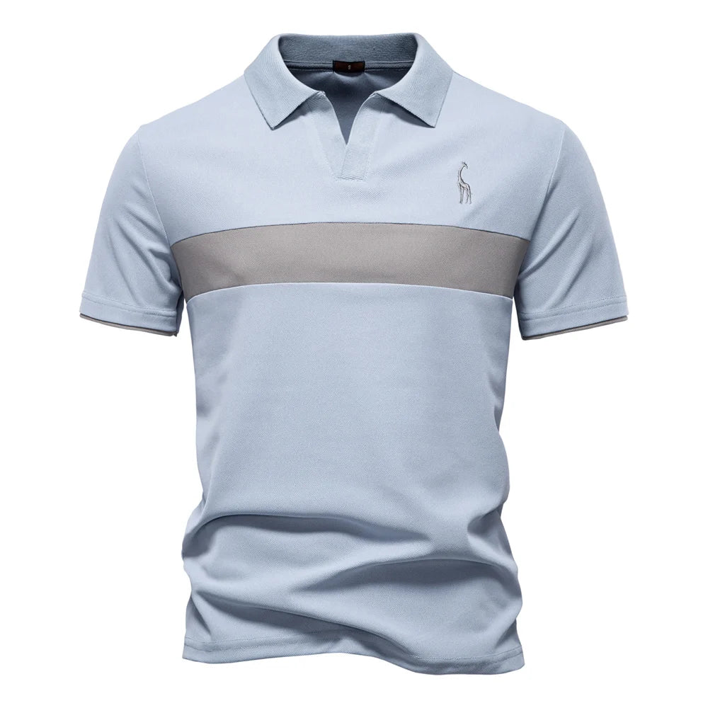 Men’s Short Sleeve Color-Block Polo Shirt
