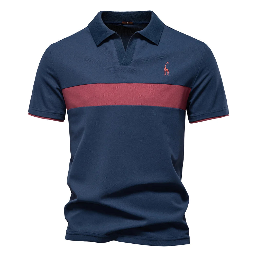 Men’s Short Sleeve Color-Block Polo Shirt