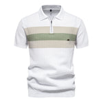 Men’s Short Sleeve Stripe Quarter-Zip Polo Shirt