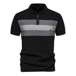 Men’s Short Sleeve Stripe Quarter-Zip Polo Shirt