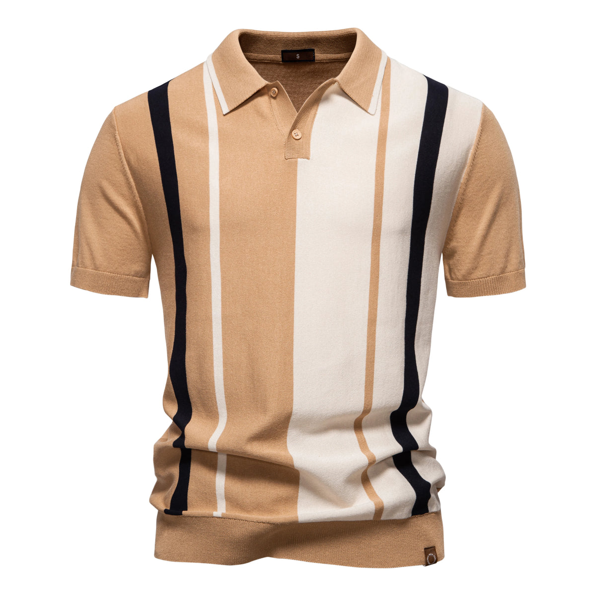 Men’s Short Sleeve Vertical Stripe Polo Shirt