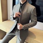 Men’s Stand Collar Single Breasted Two Piece Formal Suit