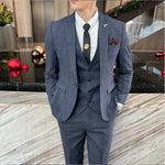 Men’s Three Piece Check Suit with Notch Lapel