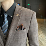 Men’s Three Piece Check Suit with Notch Lapel