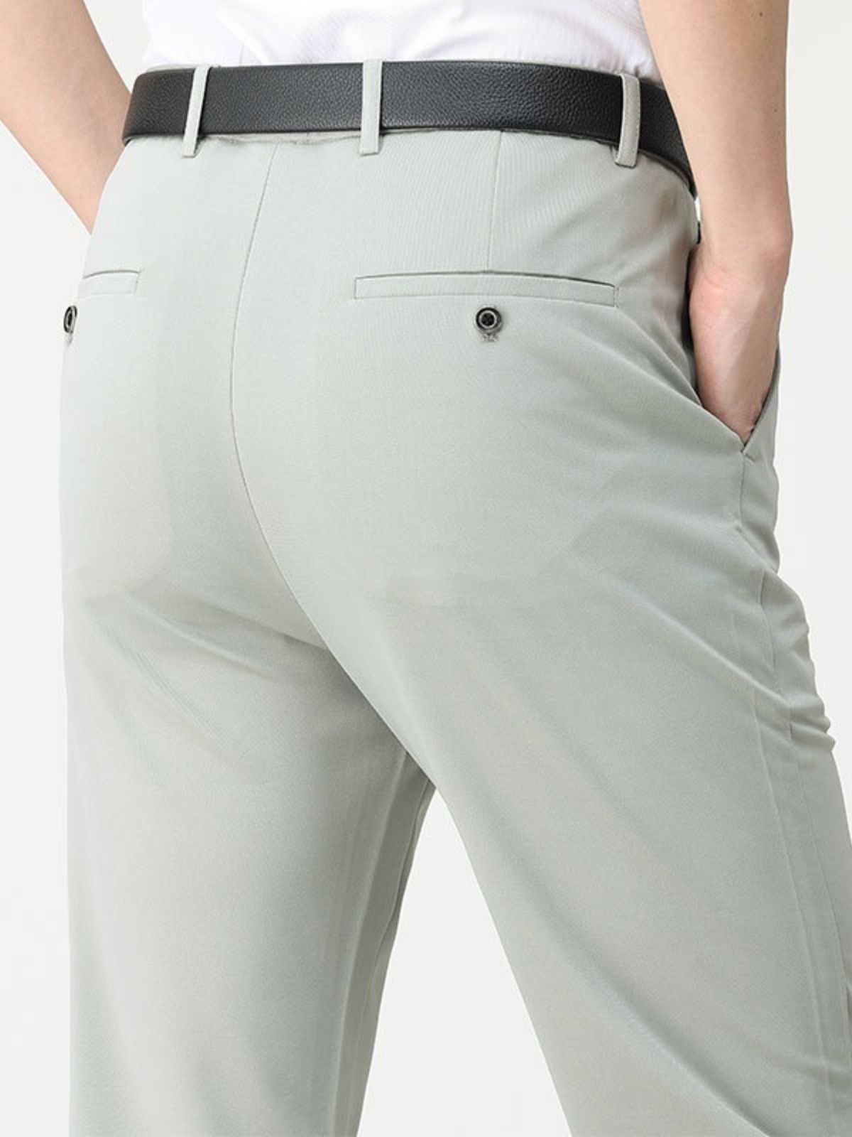 Men’s Button Closure Belt Loop Side Pocket Tailored Pants