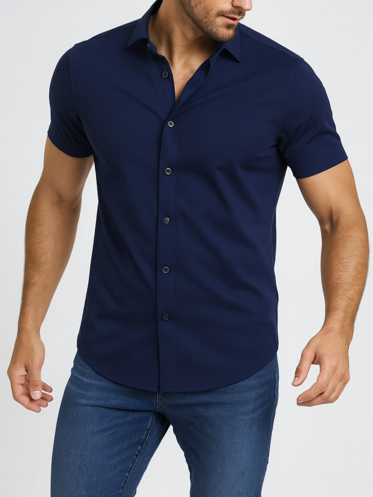 Men’s Button Down Short Sleeve Collared Casual Shirt
