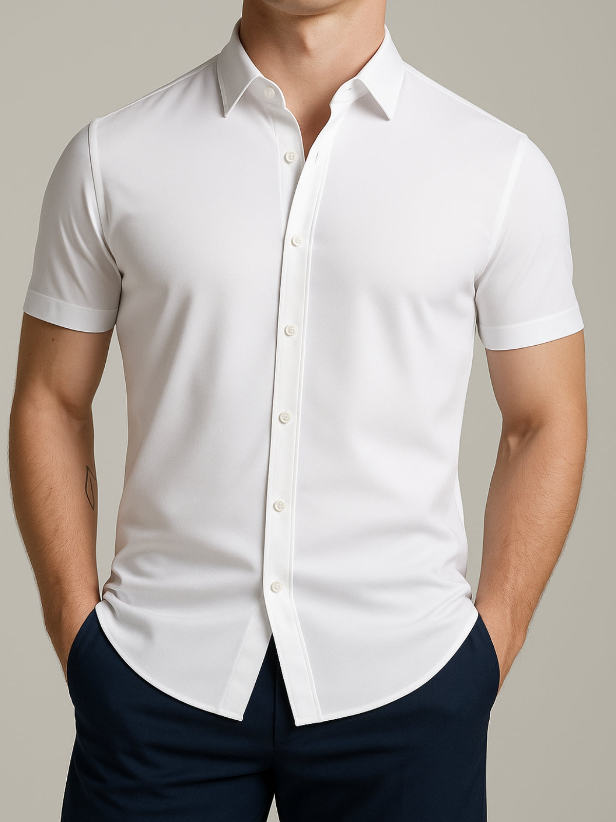 Men’s Button Down Short Sleeve Collared Casual Shirt