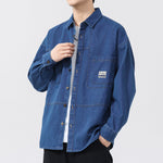Men’s Button Front Chest Pocket Denim Shirt Jacket