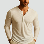 Men's Button-Placket Slim Fit Henley Shirt