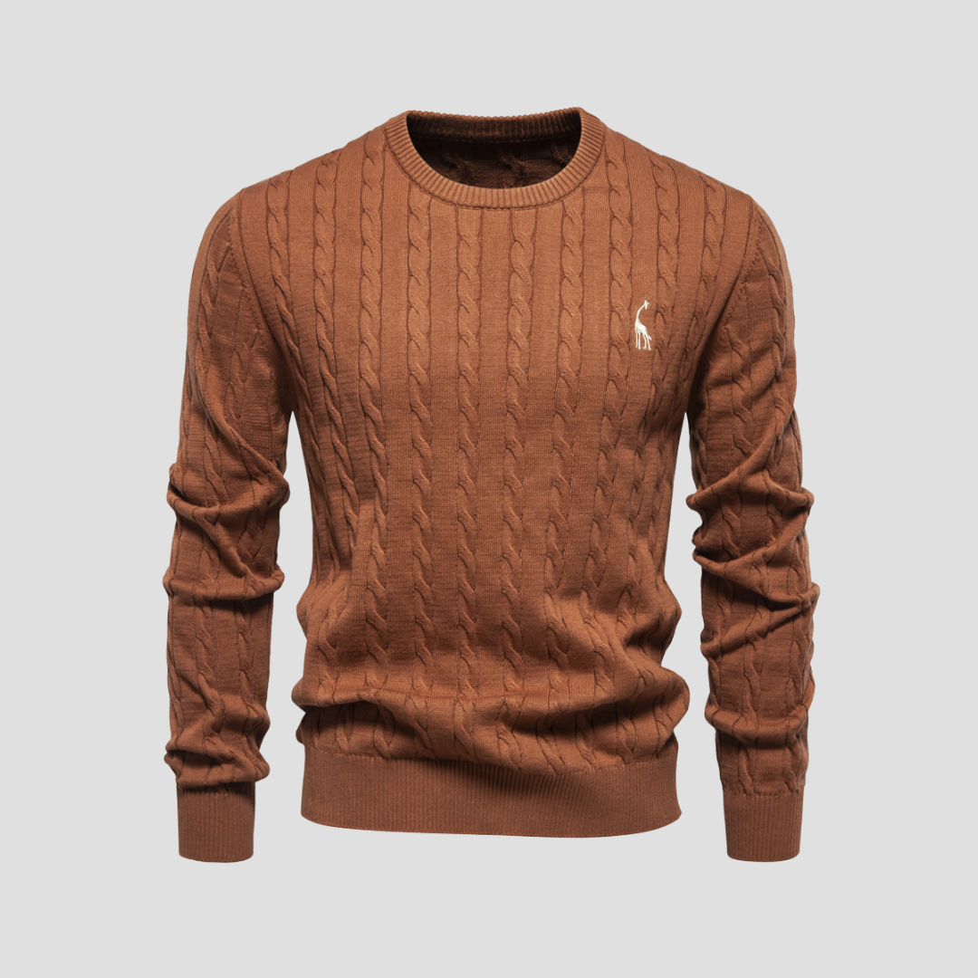 Men’s Cable Knit Crew Neck Long Sleeve Sweater