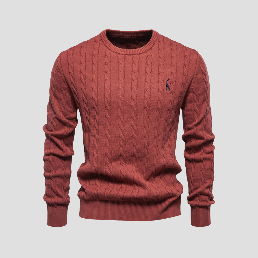 Men’s Cable Knit Crew Neck Long Sleeve Sweater