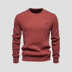 Men’s Cable Knit Crew Neck Long Sleeve Sweater