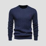 Men’s Cable Knit Crew Neck Long Sleeve Sweater