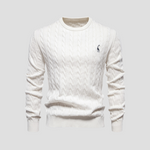 Men’s Cable Knit Crew Neck Long Sleeve Sweater