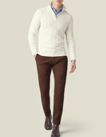 Men’s Cable Knit Half Zip Stand Collar Long Sleeve Sweater
