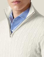 Men’s Cable Knit Half Zip Stand Collar Long Sleeve Sweater