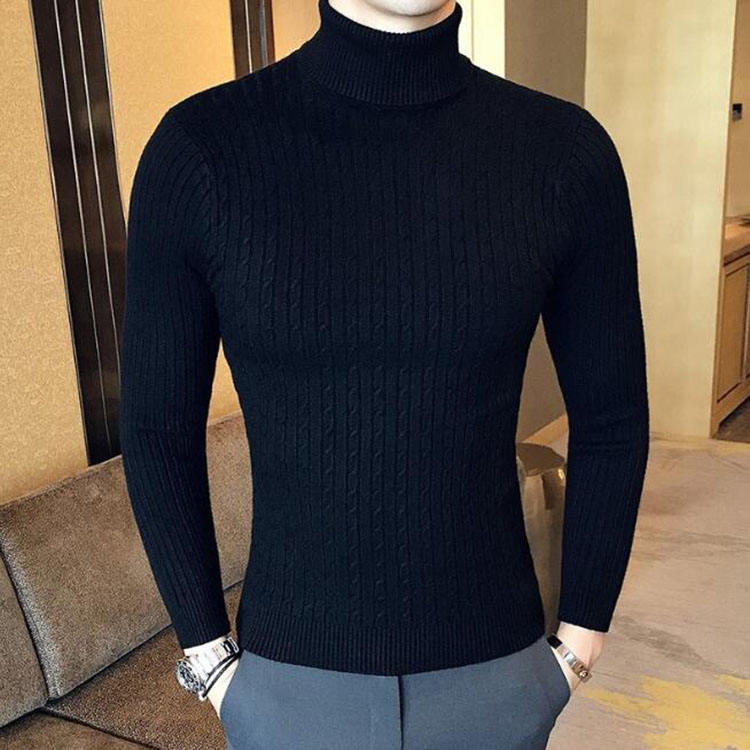 Men’s Cable Knit Turtleneck Long Sleeve Sweater