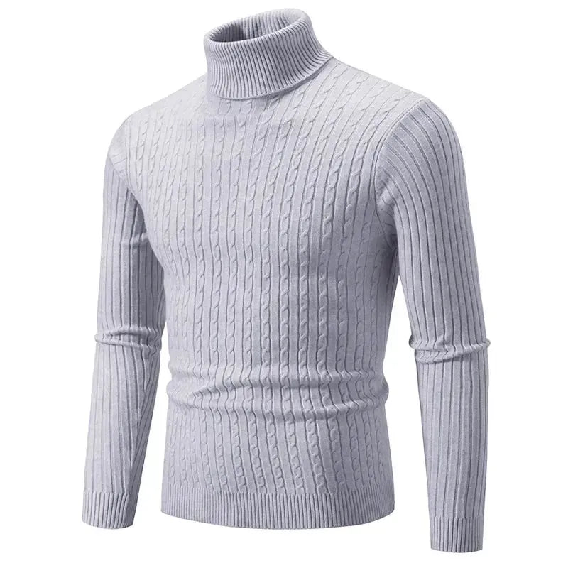 Men’s Cable Knit Turtleneck Long Sleeve Sweater