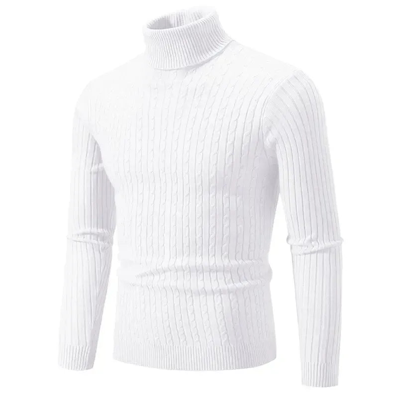 Men’s Cable Knit Turtleneck Long Sleeve Sweater