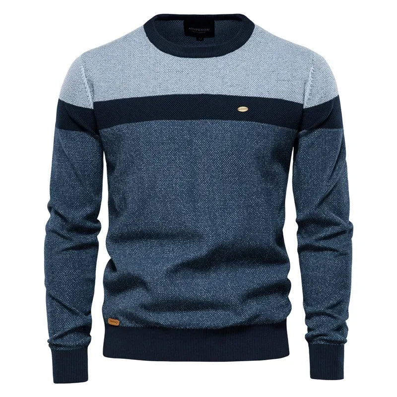 Men’s Color Block Crew Neck Long Sleeve Knit Sweater