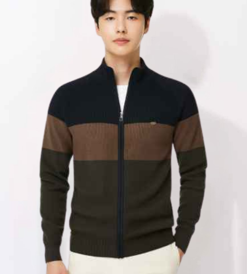Men’s Color Block Full Zip Knit Cardigan