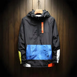 Men’s Color Block Hooded Half Zip Windbreaker Jacket