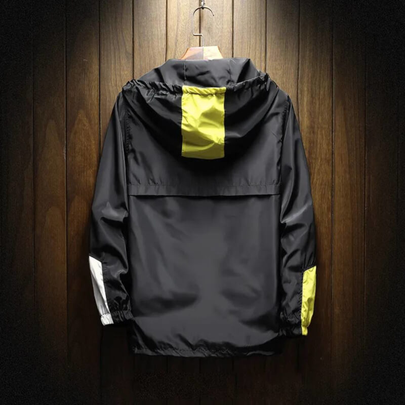 Men’s Color Block Hooded Half Zip Windbreaker Jacket