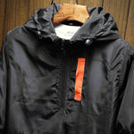 Men’s Color Block Hooded Half Zip Windbreaker Jacket