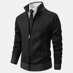 Men’s Diamond Pattern Full Zip Knit Cardigan