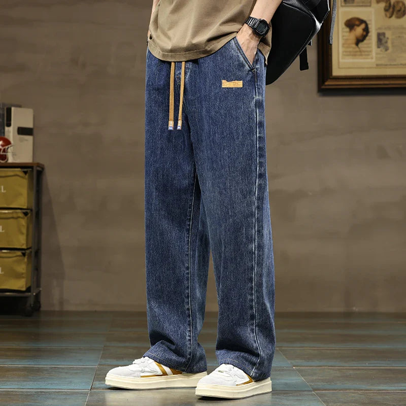 Men’s Drawstring Waist Wide Leg Jeans