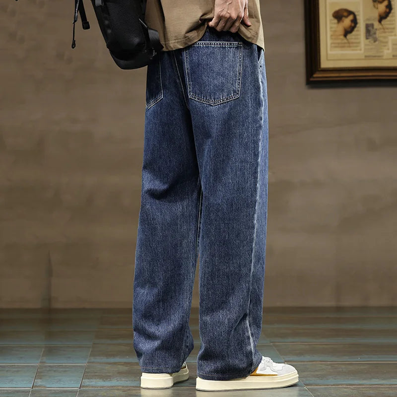 Men’s Drawstring Waist Wide Leg Jeans