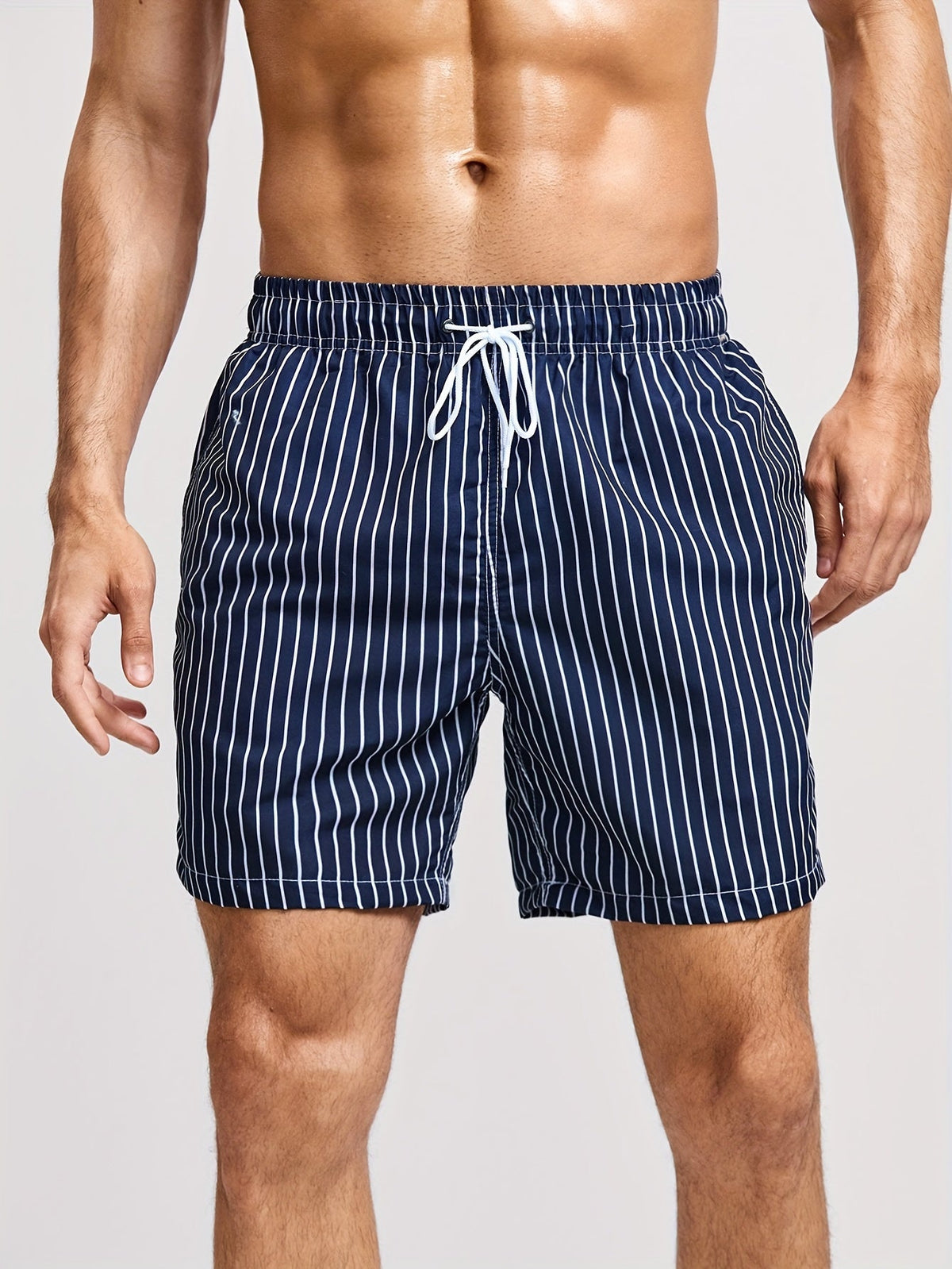 Men’s Elastic Waist Drawstring Swimming Trunks