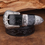 Men’s Engraved Western Belt with Metal Buckle