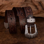 Men’s Engraved Western Belt with Metal Buckle