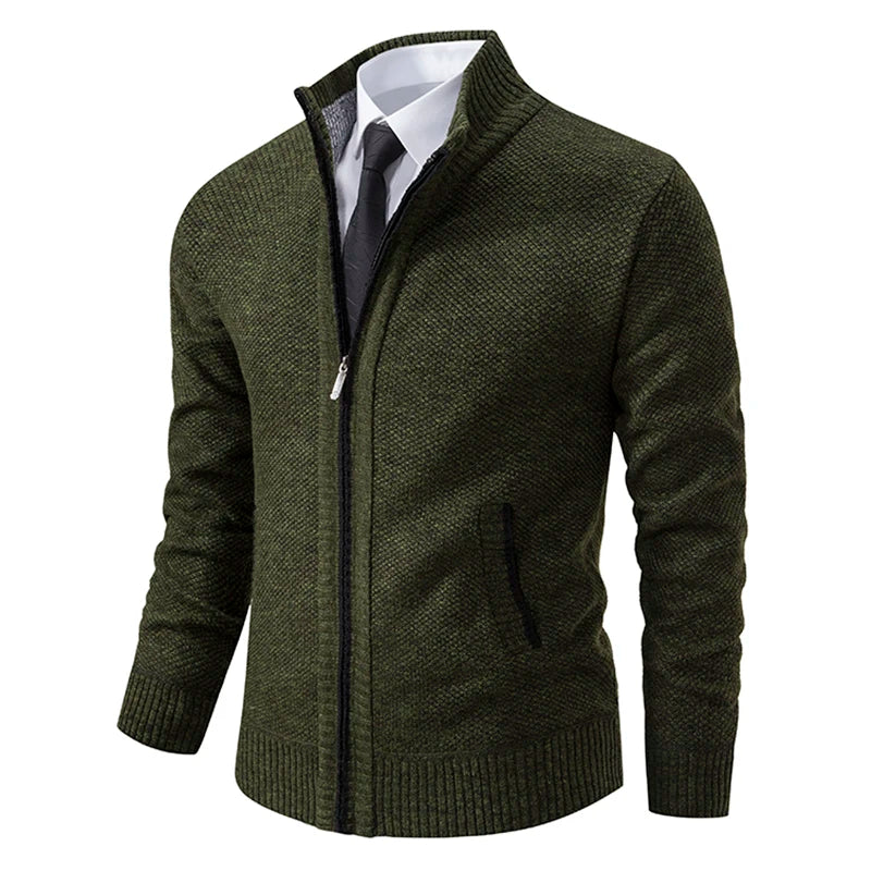 Men’s Full Zip Stand Collar Cardigan