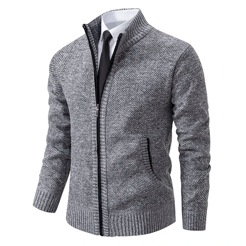 Men’s Full Zip Stand Collar Cardigan