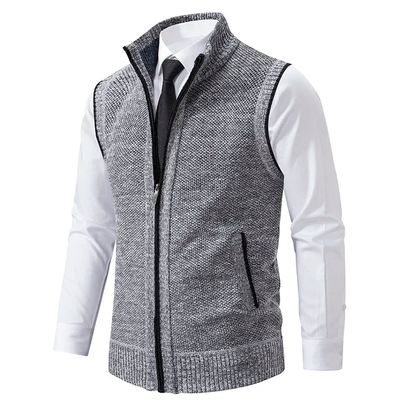 Men’s Full Zip Stand Collar Cardigan Vest