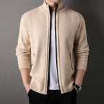 Men’s Full Zip Stand Collar Knit Cardigan